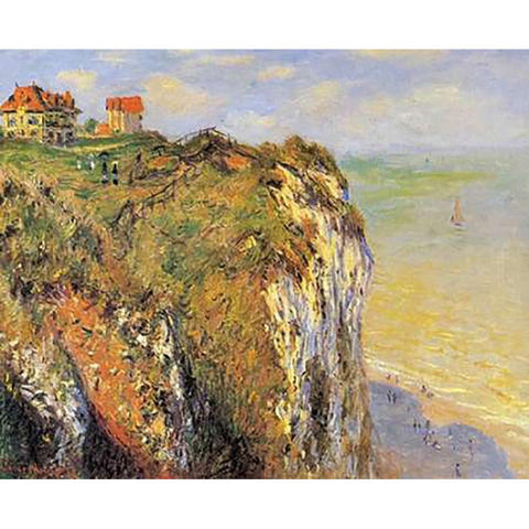 Cilffs At Dieppe 1882 White Modern Wood Framed Art Print by Monet, Claude