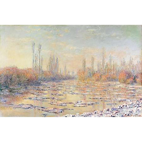 Floating Ice 1880 Black Modern Wood Framed Art Print with Double Matting by Monet, Claude