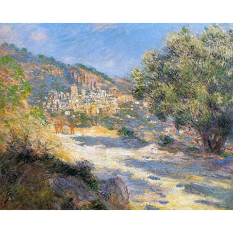La Route De Monte-Carlo Black Modern Wood Framed Art Print with Double Matting by Monet, Claude