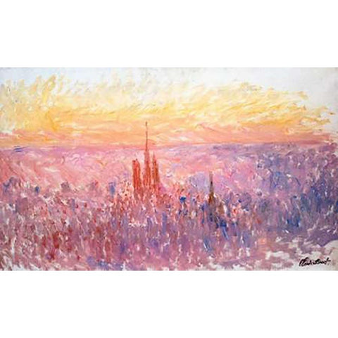 La Vue Generale De Rouen Gold Ornate Wood Framed Art Print with Double Matting by Monet, Claude