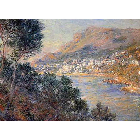 Monte Carlo vue de Cap Martin Black Modern Wood Framed Art Print by Monet, Claude