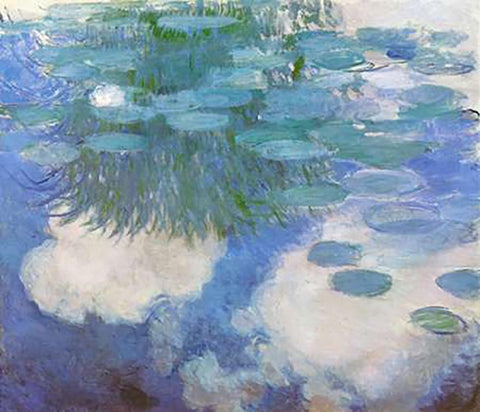 Nympheas 1914 White Modern Wood Framed Art Print with Double Matting by Monet, Claude