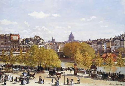 Quai Du Louvre 1867 White Modern Wood Framed Art Print with Double Matting by Monet, Claude