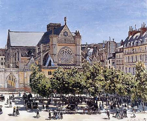 Saint-Germain-LAuxerrois 1866 White Modern Wood Framed Art Print with Double Matting by Monet, Claude