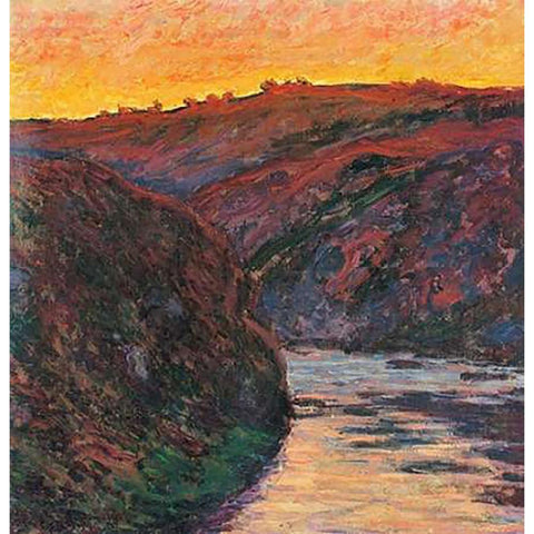 The Creuse Sunset 1889 Black Modern Wood Framed Art Print with Double Matting by Monet, Claude