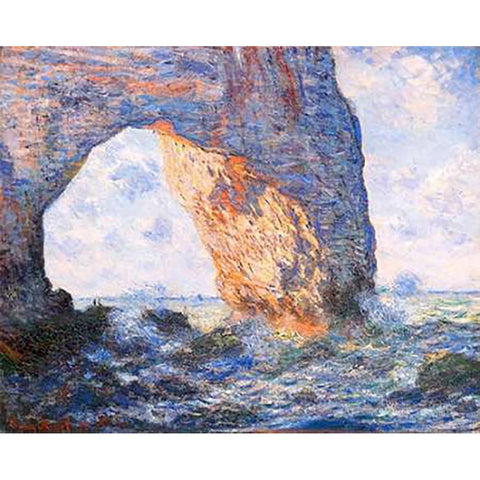 The Manneporte At Etretat 1883 Black Modern Wood Framed Art Print with Double Matting by Monet, Claude
