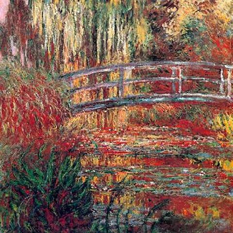 Water Garden And Japanese Footbridge 1900 White Modern Wood Framed Art Print with Double Matting by Monet, Claude
