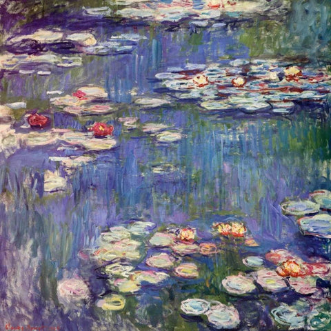 Water Lilies 1914 White Modern Wood Framed Art Print with Double Matting by Monet, Claude