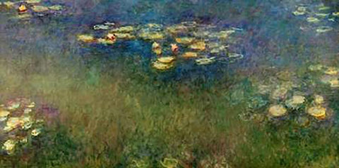 Water Lilies Giverny White Modern Wood Framed Art Print with Double Matting by Monet, Claude