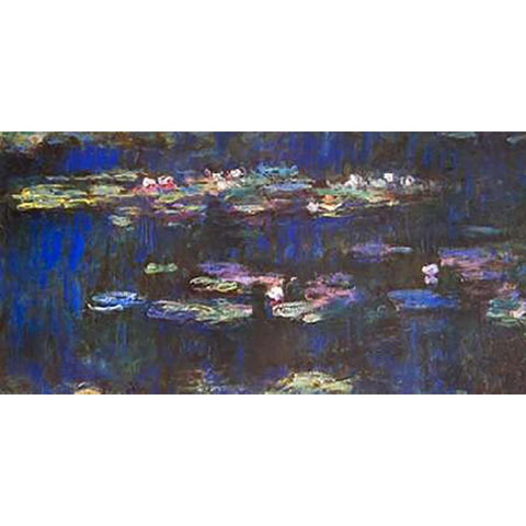 Water Lilies (Detail 2) Gold Ornate Wood Framed Art Print with Double Matting by Monet, Claude