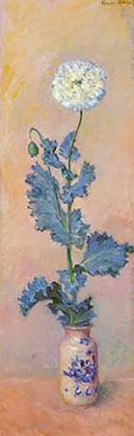 White Poppy White Modern Wood Framed Art Print with Double Matting by Monet, Claude