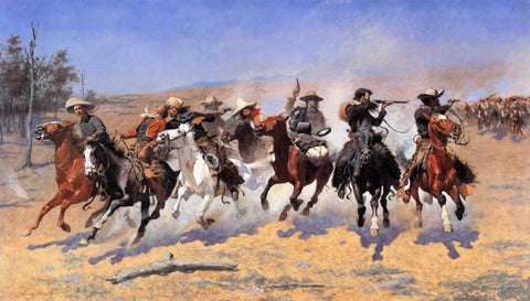 A Dash For Timber Black Ornate Wood Framed Art Print with Double Matting by Remington, Frederic