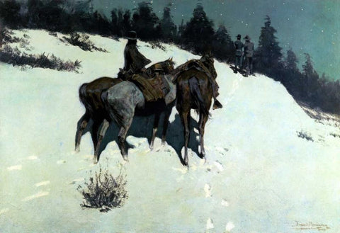 A Reconnaissance White Modern Wood Framed Art Print with Double Matting by Remington, Frederic