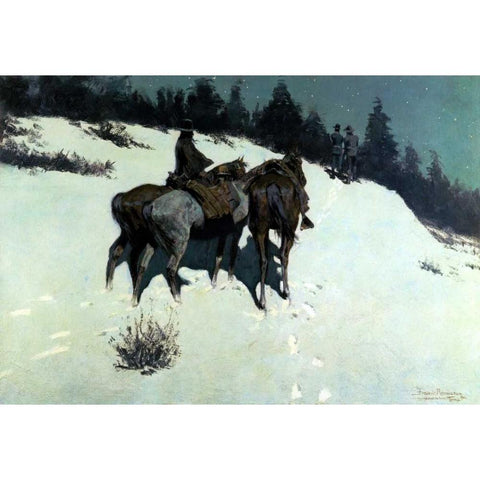 A Reconnaissance White Modern Wood Framed Art Print by Remington, Frederic