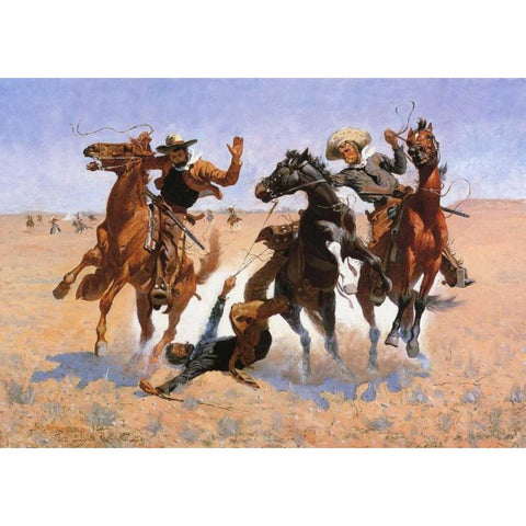 Aiding A Comrade Black Modern Wood Framed Art Print with Double Matting by Remington, Frederic