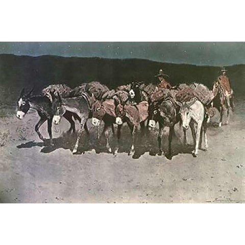 An Early Start For Market White Modern Wood Framed Art Print by Remington, Frederic