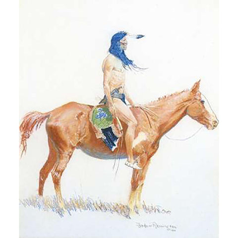 Cheyenne Buck Black Modern Wood Framed Art Print with Double Matting by Remington, Frederic