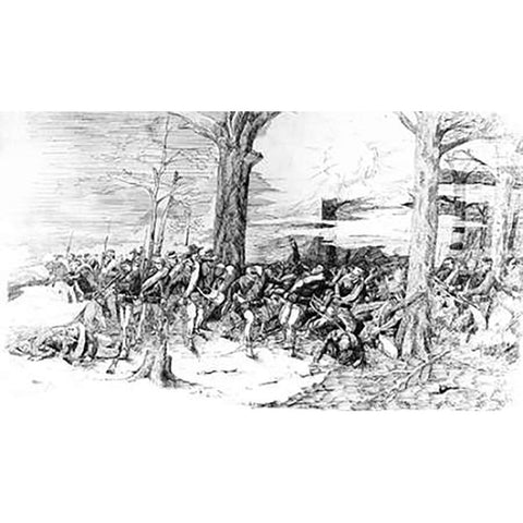 Civil War Battle Scene Black Modern Wood Framed Art Print with Double Matting by Remington, Frederic