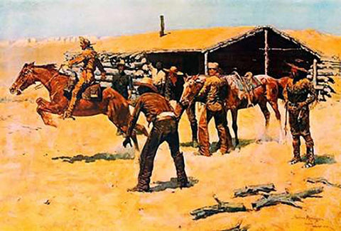 Coming And Going Of The Pony Express White Modern Wood Framed Art Print with Double Matting by Remington, Frederic