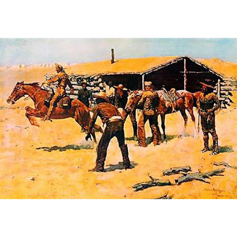 Coming And Going Of The Pony Express Gold Ornate Wood Framed Art Print with Double Matting by Remington, Frederic