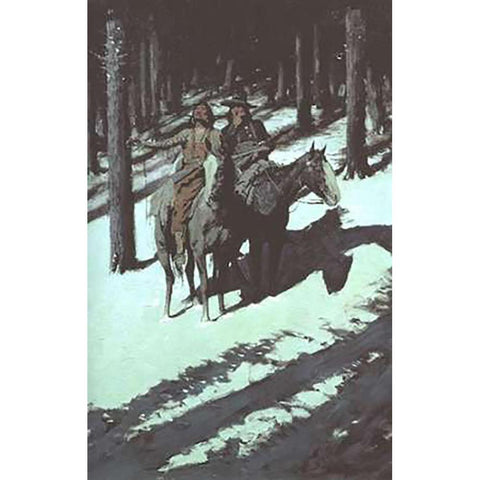 Indian Scouts In The Moonlight Gold Ornate Wood Framed Art Print with Double Matting by Remington, Frederic