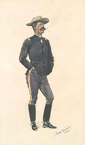 Lieutenant Hardie Black Ornate Wood Framed Art Print with Double Matting by Remington, Frederic
