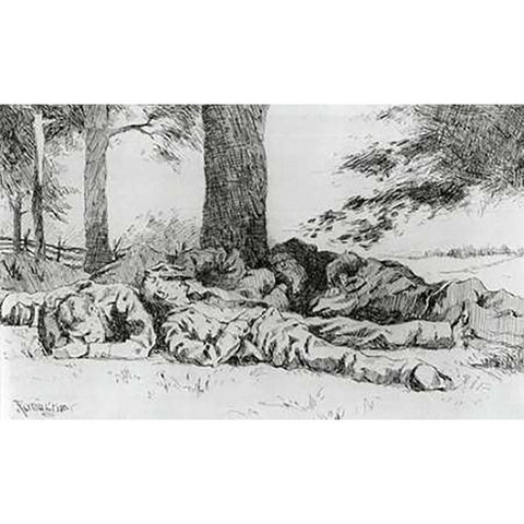 The Noonday Halt White Modern Wood Framed Art Print by Remington, Frederic