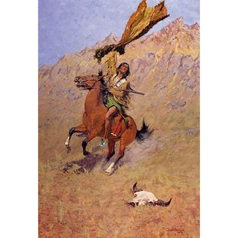 The Scout White Modern Wood Framed Art Print by Remington, Frederic