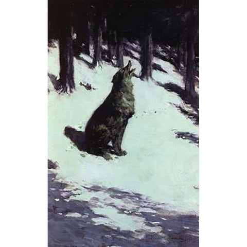 Voice Of The Hills White Modern Wood Framed Art Print by Remington, Frederic