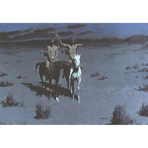White Otter Is No Longer A Boy Black Modern Wood Framed Art Print with Double Matting by Remington, Frederic