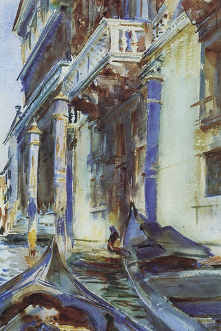 On the Grand Canal White Modern Wood Framed Art Print with Double Matting by Sargent, John Singer