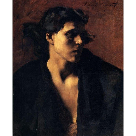 Study of a Model, 1879-80 Black Modern Wood Framed Art Print with Double Matting by Sargent, John Singer