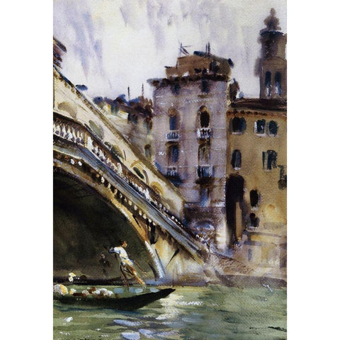 The Rialto, Venice, c. 1902-04 Black Modern Wood Framed Art Print with Double Matting by Sargent, John Singer