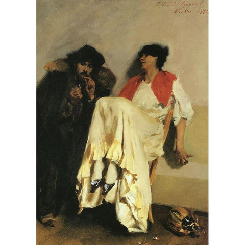 The Sulphur Match, 1882 White Modern Wood Framed Art Print by Sargent, John Singer