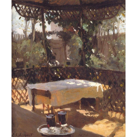 Two Wine Glasses Gold Ornate Wood Framed Art Print with Double Matting by Sargent, John Singer