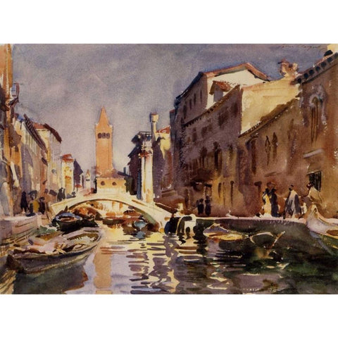 Venetian Canal, 1913 White Modern Wood Framed Art Print by Sargent, John Singer