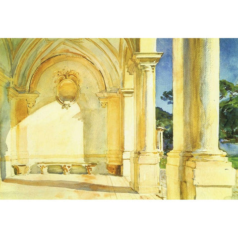 Villa Falconieri 1910 Gold Ornate Wood Framed Art Print with Double Matting by Sargent, John Singer