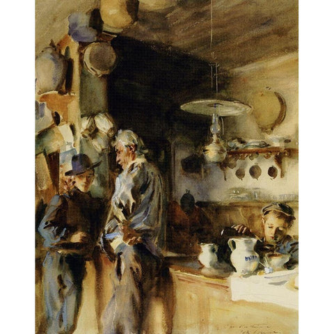 Wineshop, 1903 Gold Ornate Wood Framed Art Print with Double Matting by Sargent, John Singer