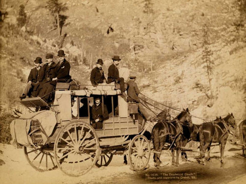 Deadwood Coach White Modern Wood Framed Art Print with Double Matting by Grabill, John C.H.