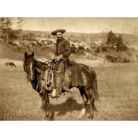 Cow Boy Black Modern Wood Framed Art Print by Grabill, John C.H.