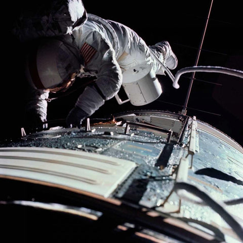 Extra Vehicular Activity, Apollo 17, 1972 Black Modern Wood Framed Art Print by NASA