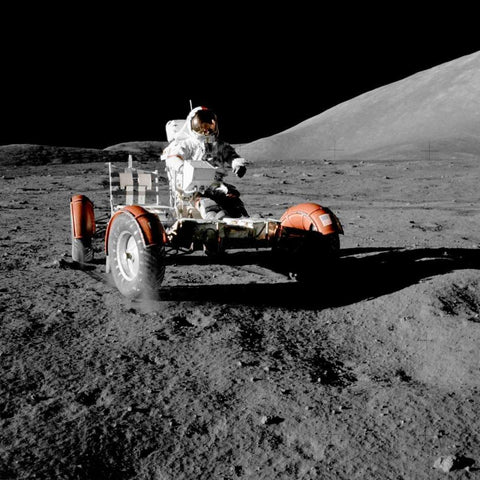 Lunar Roving Vehicle, Apollo 17, 1972 Black Modern Wood Framed Art Print by NASA