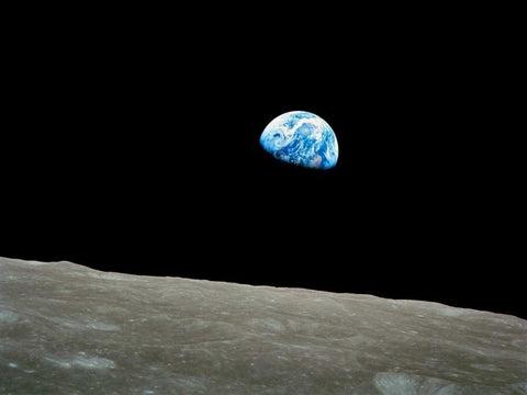 Earthrise, Apollo 8, December 24, 1968 Black Ornate Wood Framed Art Print with Double Matting by NASA
