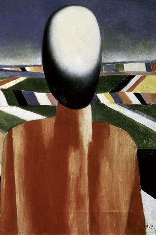 Two Farmers (right) Black Ornate Wood Framed Art Print with Double Matting by Malevich, Kazimir