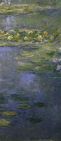 Water Lilies (Nympheas) IV (right) White Modern Wood Framed Art Print with Double Matting by Monet, Claude