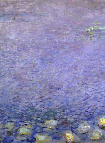Water Lilies: Morning, c. 1914-26 - left White Modern Wood Framed Art Print with Double Matting by Monet, Claude