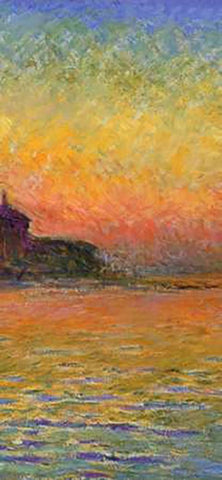 Twilight Venice (center) White Modern Wood Framed Art Print with Double Matting by Monet, Claude