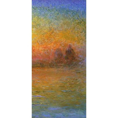Twilight Venice (right) Gold Ornate Wood Framed Art Print with Double Matting by Monet, Claude