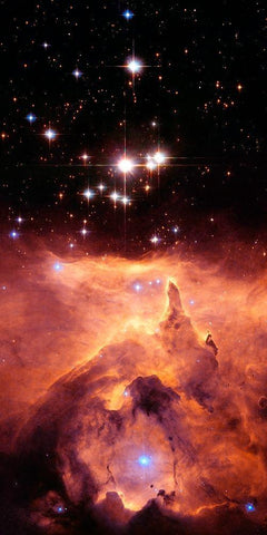 Pismis 24 and NGC 6357 (cropped) White Modern Wood Framed Art Print with Double Matting by NASA