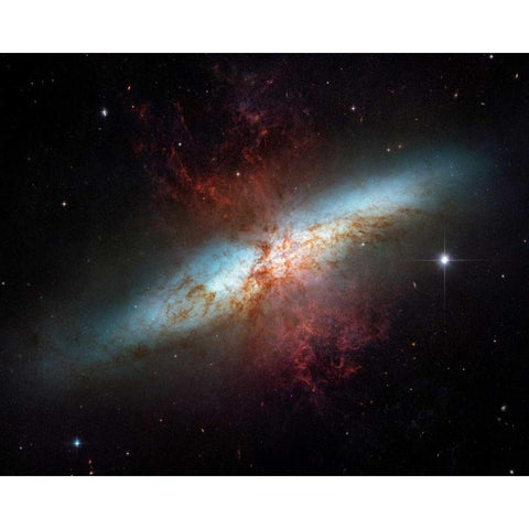 M82 - Starburst Galaxy Black Modern Wood Framed Art Print by NASA